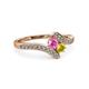 3 - Eleni Pink and Yellow Sapphire with Side Diamonds Bypass Ring 