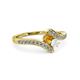 3 - Eleni Citrine and White Sapphire with Side Diamonds Bypass Ring 