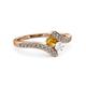 3 - Eleni Citrine and White Sapphire with Side Diamonds Bypass Ring 