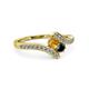 3 - Eleni Citrine and Black Diamond with Side Diamonds Bypass Ring 