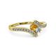 3 - Eleni Citrine and Diamond with Side Diamonds Bypass Ring 