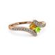 3 - Eleni Citrine and Peridot with Side Diamonds Bypass Ring 