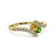 3 - Eleni Citrine and Green Garnet with Side Diamonds Bypass Ring 