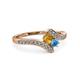 3 - Eleni Citrine and Blue Topaz with Side Diamonds Bypass Ring 