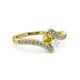 3 - Eleni Yellow and White Sapphire with Side Diamonds Bypass Ring 