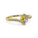 3 - Eleni Yellow Sapphire and Tanzanite with Side Diamonds Bypass Ring 