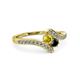 3 - Eleni Yellow Sapphire and Black Diamond with Side Diamonds Bypass Ring 