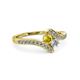 3 - Eleni Yellow Sapphire and Diamond with Side Diamonds Bypass Ring 