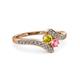 3 - Eleni Yellow Sapphire and Pink Tourmaline with Side Diamonds Bypass Ring 