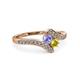 3 - Eleni Tanzanite and Yellow Diamond with Side Diamonds Bypass Ring 