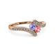 3 - Eleni Tanzanite and Pink Tourmaline with Side Diamonds Bypass Ring 