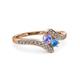 3 - Eleni Tanzanite and Blue Topaz with Side Diamonds Bypass Ring 