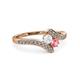 3 - Eleni White Sapphire and Pink Tourmaline with Side Diamonds Bypass Ring 