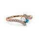 3 - Eleni White Sapphire and London Blue Topaz with Side Diamonds Bypass Ring 