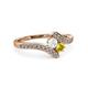 3 - Eleni White and Yellow Sapphire with Side Diamonds Bypass Ring 