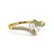3 - Eleni White Sapphire with Side Diamonds Bypass Ring 