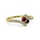 3 - Eleni Ruby and Black Diamond with Side Diamonds Bypass Ring 