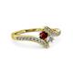 3 - Eleni Ruby and Diamond with Side Diamonds Bypass Ring 