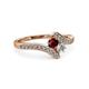 3 - Eleni Ruby and Diamond with Side Diamonds Bypass Ring 