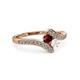 3 - Eleni Ruby and White Sapphire with Side Diamonds Bypass Ring 