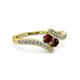 3 - Eleni Ruby and Red Garnet with Side Diamonds Bypass Ring 