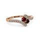 3 - Eleni Ruby and Red Garnet with Side Diamonds Bypass Ring 