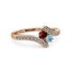 3 - Eleni Ruby and Aquamarine with Side Diamonds Bypass Ring 