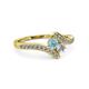 3 - Eleni Aquamarine and Diamond with Side Diamonds Bypass Ring 