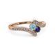 3 - Eleni Aquamarine and Blue Sapphire with Side Diamonds Bypass Ring 