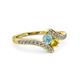 3 - Eleni Aquamarine and Yellow Sapphire with Side Diamonds Bypass Ring 