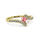 3 - Eleni Pink Tourmaline and White Sapphire with Side Diamonds Bypass Ring 