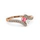 3 - Eleni Pink Tourmaline and White Sapphire with Side Diamonds Bypass Ring 