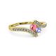 3 - Eleni Pink Tourmaline and Tanzanite with Side Diamonds Bypass Ring 