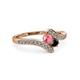 3 - Eleni Pink Tourmaline and Black Diamond with Side Diamonds Bypass Ring 