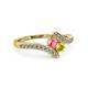 3 - Eleni Pink Tourmaline and Yellow Diamond with Side Diamonds Bypass Ring 