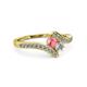 3 - Eleni Pink Tourmaline and Diamond with Side Diamonds Bypass Ring 