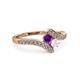 3 - Eleni Amethyst and White Sapphire with Side Diamonds Bypass Ring 