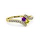 3 - Eleni Amethyst and Yellow Diamond with Side Diamonds Bypass Ring 