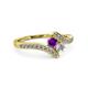 3 - Eleni Amethyst and Diamond with Side Diamonds Bypass Ring 
