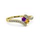 3 - Eleni Amethyst and Citrine with Side Diamonds Bypass Ring 