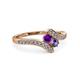 3 - Eleni Amethyst and Iolite with Side Diamonds Bypass Ring 