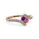 3 - Eleni Amethyst and Rhodolite Garnet with Side Diamonds Bypass Ring 