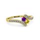 3 - Eleni Amethyst and Yellow Sapphire with Side Diamonds Bypass Ring 