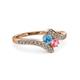 3 - Eleni Blue Topaz and Pink Tourmaline with Side Diamonds Bypass Ring 