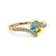 3 - Eleni Blue Topaz and Yellow Diamond with Side Diamonds Bypass Ring 