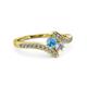 3 - Eleni Blue Topaz and Diamond with Side Diamonds Bypass Ring 