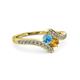 3 - Eleni Blue Topaz and Citrine with Side Diamonds Bypass Ring 