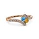 3 - Eleni Blue Topaz and Citrine with Side Diamonds Bypass Ring 