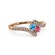 3 - Eleni Blue Topaz and Rhodolite Garnet with Side Diamonds Bypass Ring 