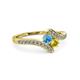 3 - Eleni Blue Topaz and Yellow Sapphire with Side Diamonds Bypass Ring 